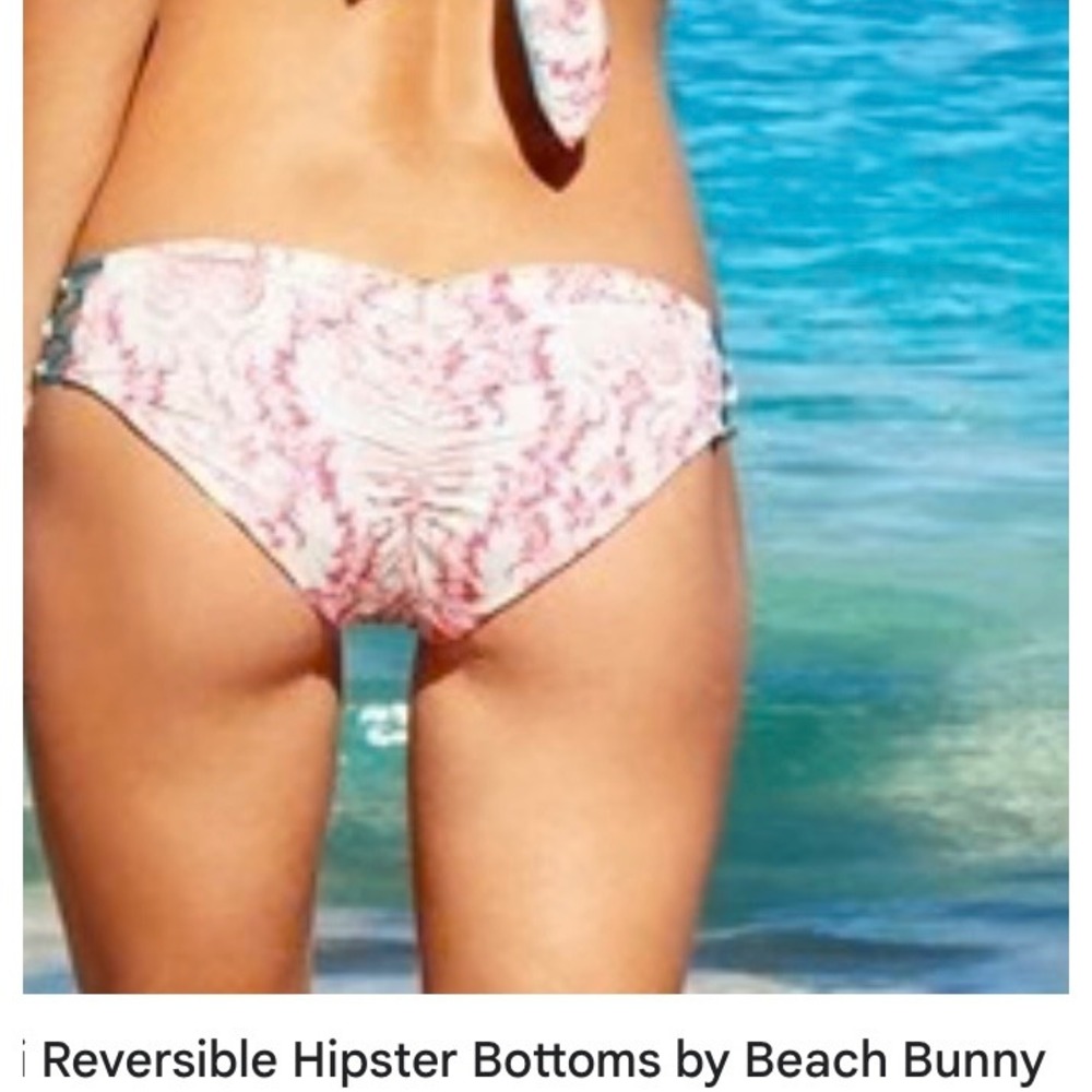 Beach Bunny Siren Song Tie Side Reversible Bikini Bottoms Pink Blue‎ NWT xsmall